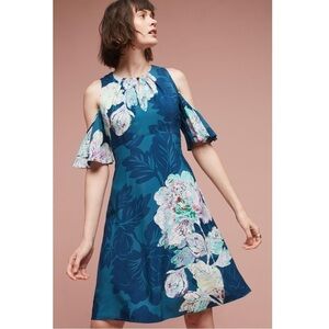 Anthropologie Maeve Elia Open-Shoulder Dress in Dark Turquoise Size 0 NWT New